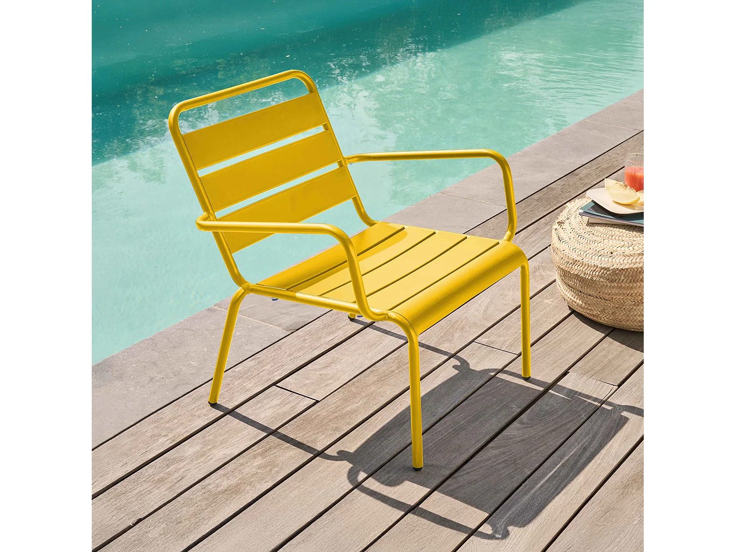 Fauteuil de jardin bas relax acier jaune - Palavas
