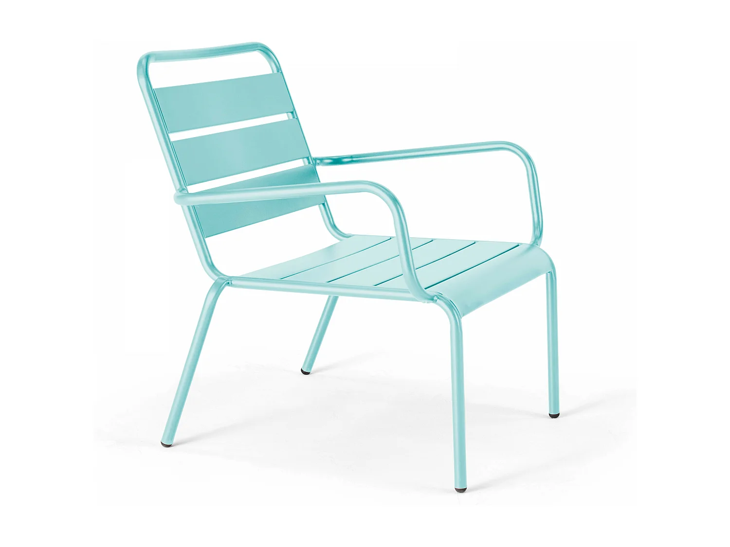 Fauteuil relax et repose pied en métal turquoise - Palavas