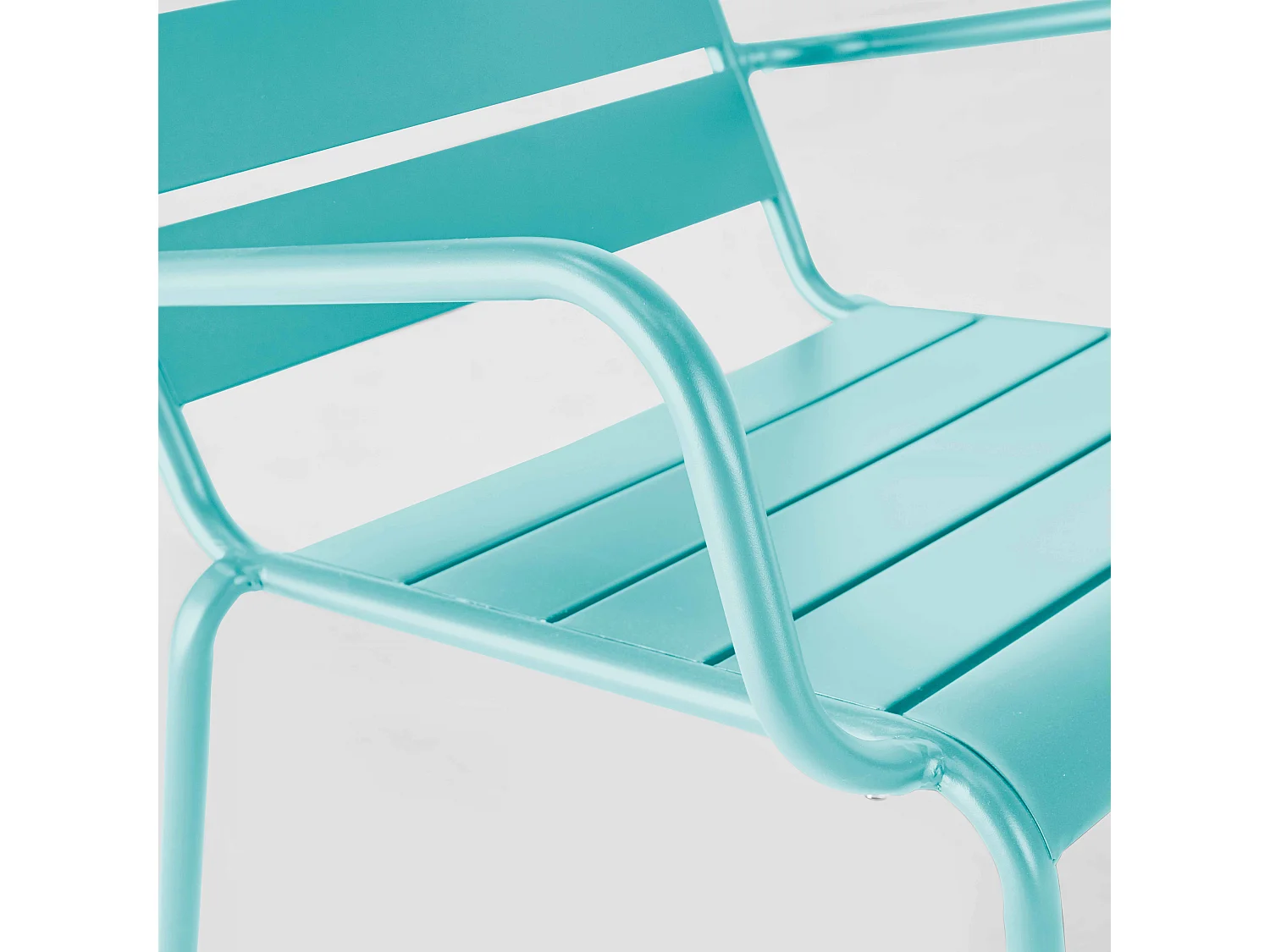Fauteuil relax et repose pied en métal turquoise - Palavas