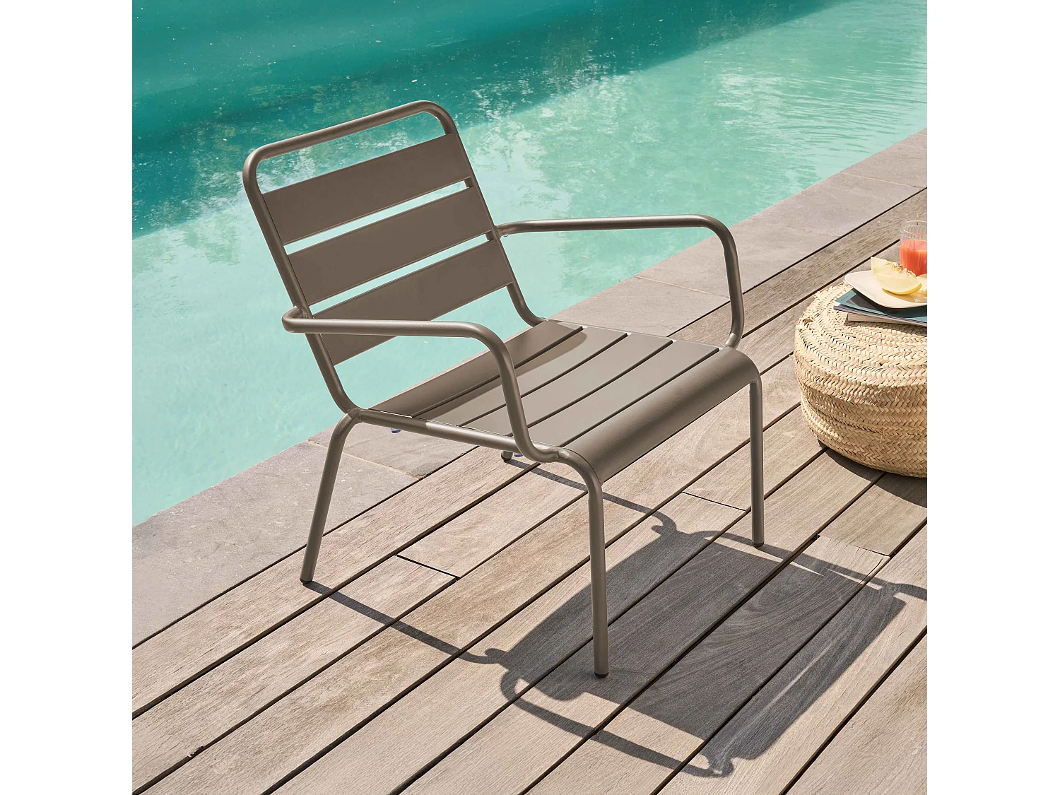 Fauteuil de jardin bas relax acier taupe - Palavas