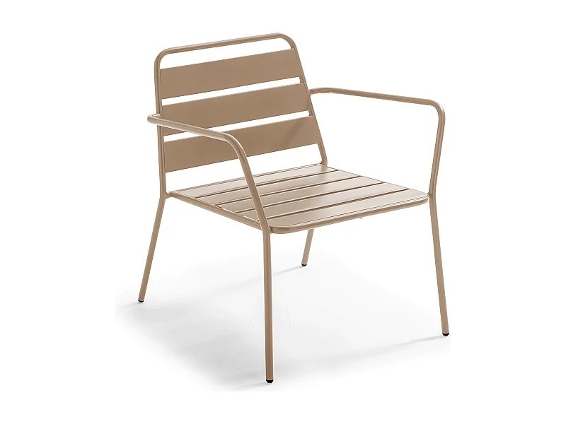 Fauteuil de jardin bas en métal taupe - Palavas