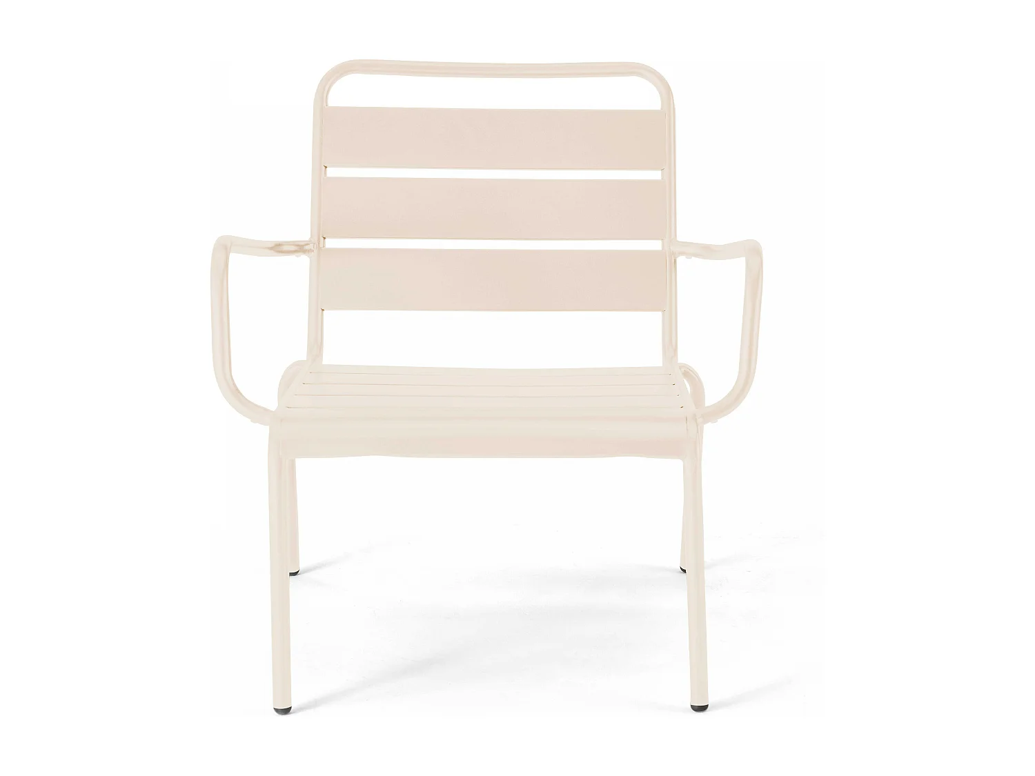 Lot 2 fauteuils relax avec repose-pieds métal gris et ivoire - Palavas