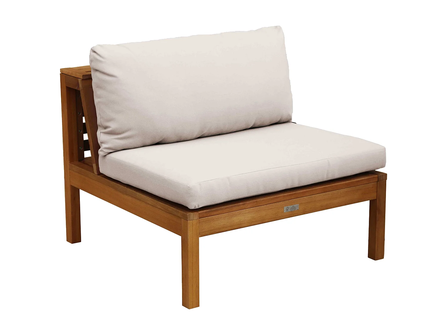 Fauteuil de jardin bas en bois d'eucalyptus écru