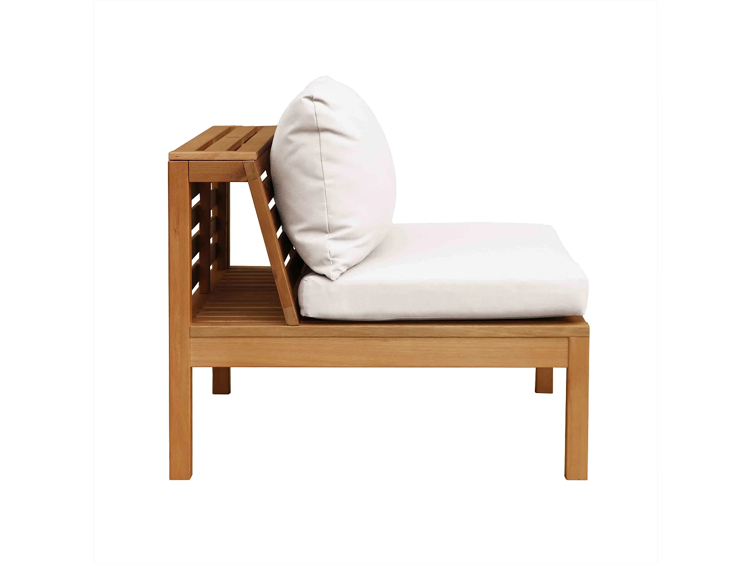 Fauteuil de jardin bas en bois d'eucalyptus écru