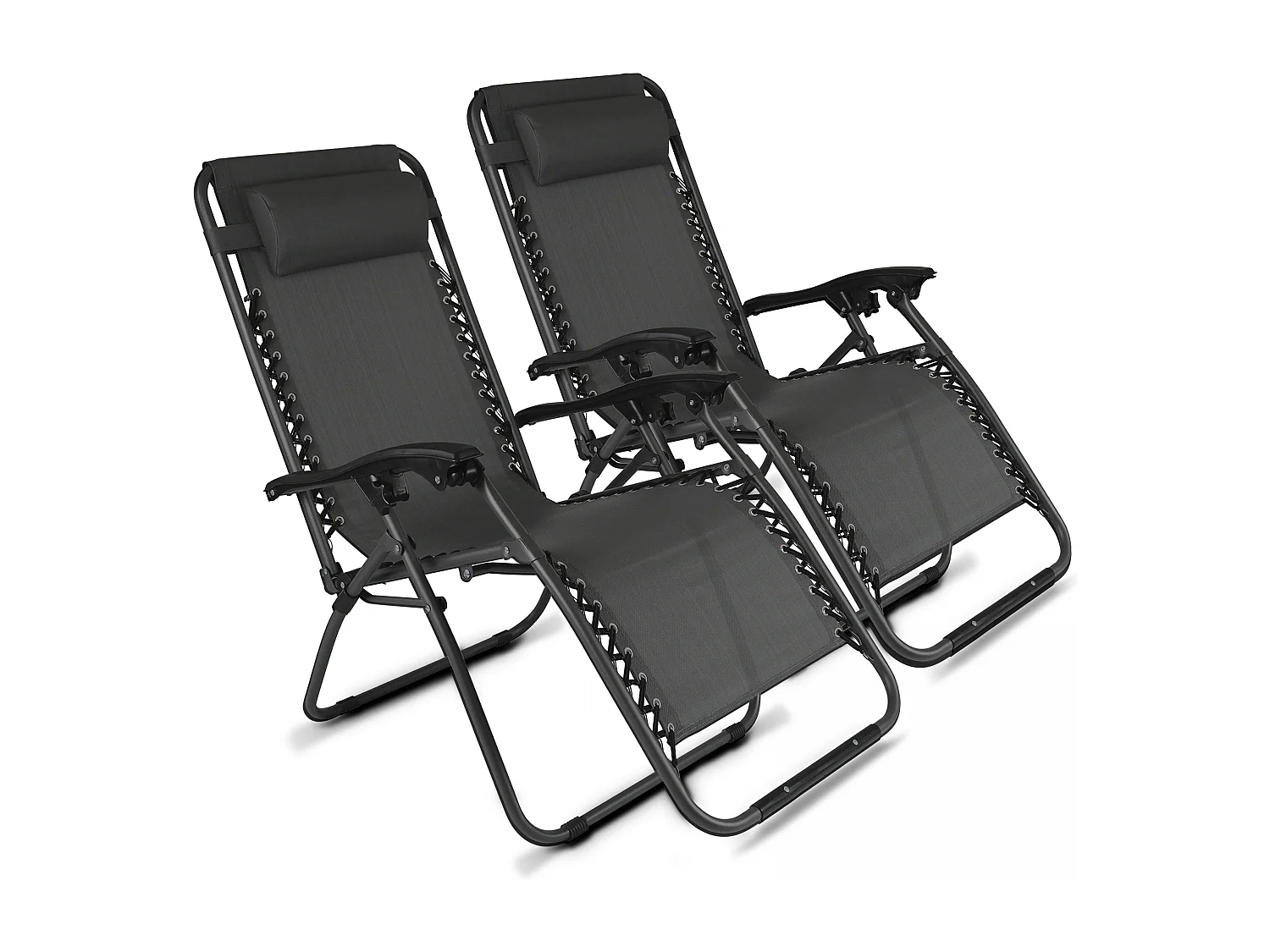 Lot de 2 fauteuils lounge en acier gris