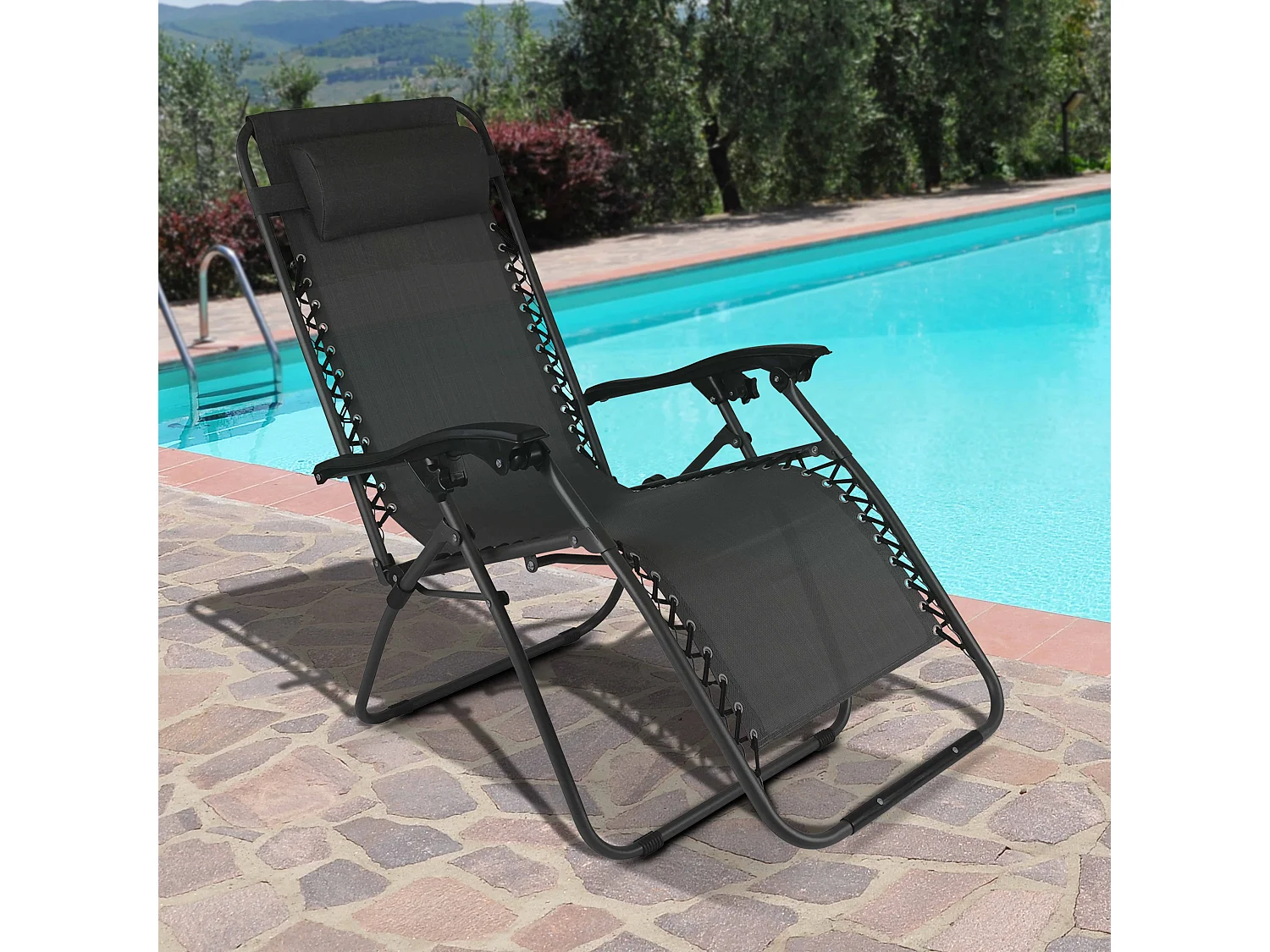 Lot de 2 fauteuils lounge en acier gris