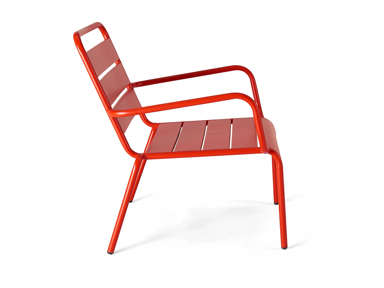 Lot de 2 fauteuils relax avec repose-pieds en métal rouge - Palavas