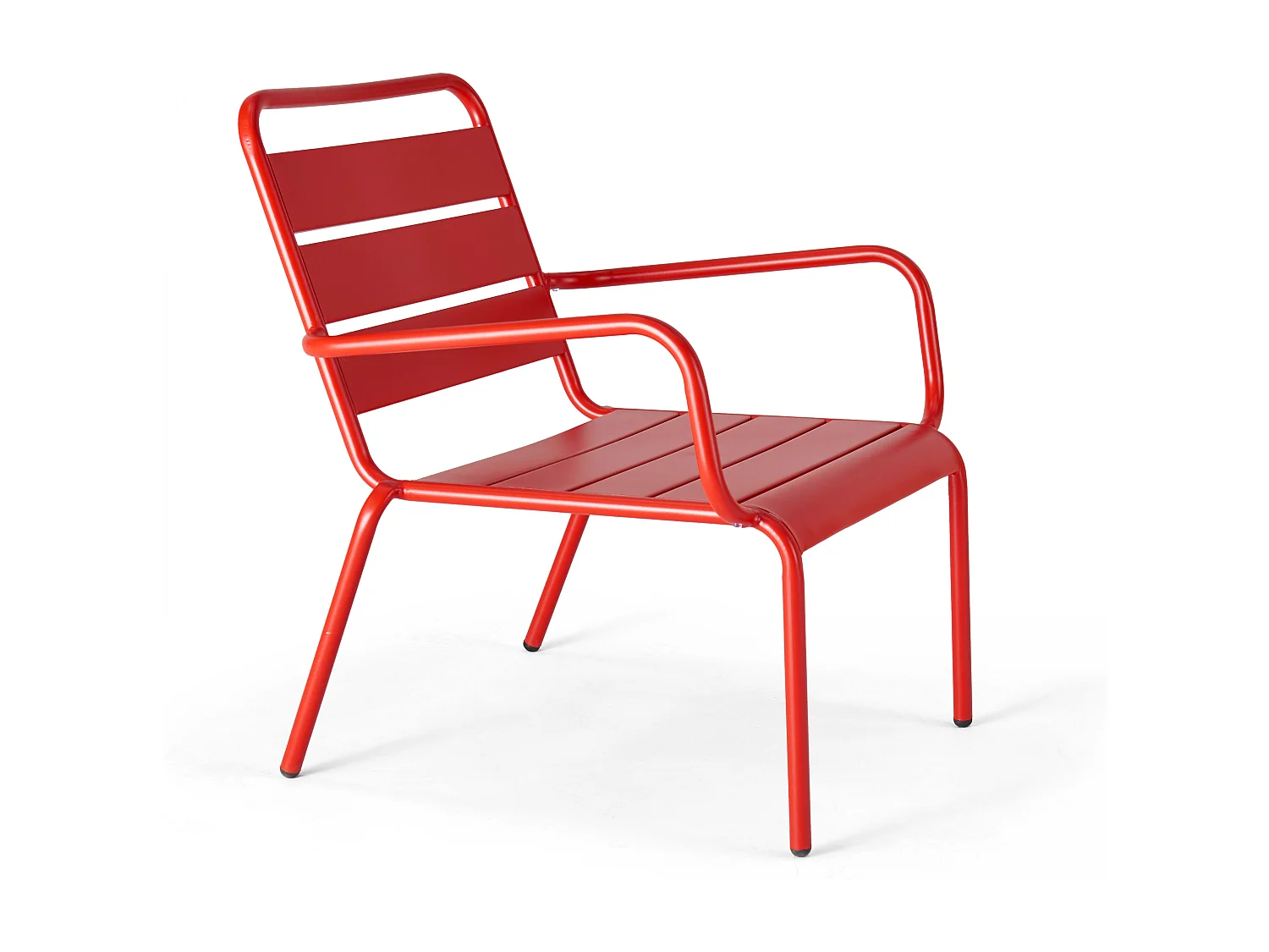 Lot de 2 fauteuils relax avec repose-pieds en métal rouge - Palavas