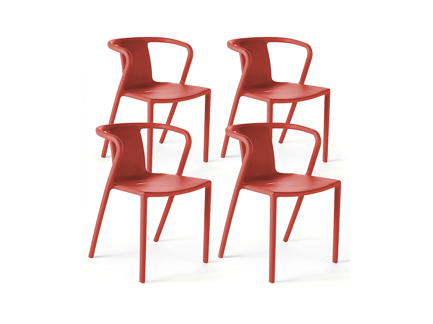 Lot de 4 chaises en plastique rouge