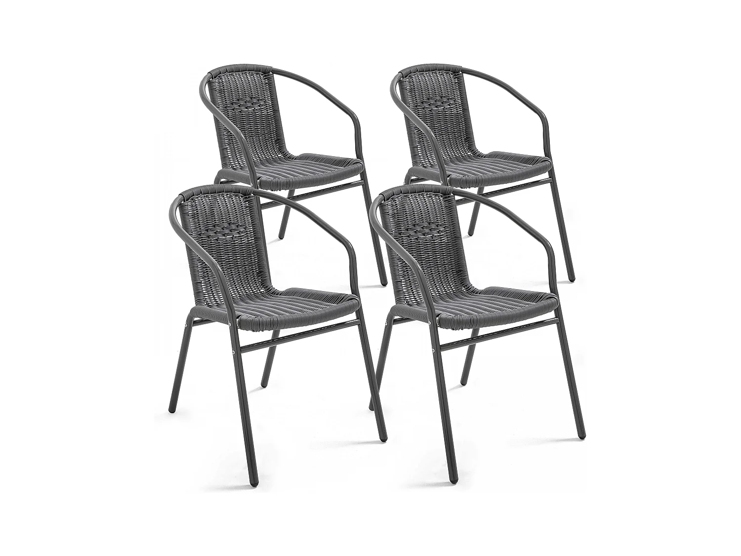 Lot 4 fauteuils de jardin aluminium et résine noir