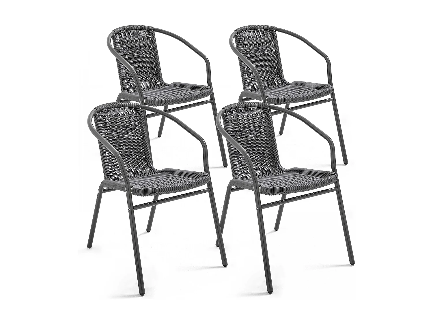 Lot 4 fauteuils de jardin aluminium et résine noir