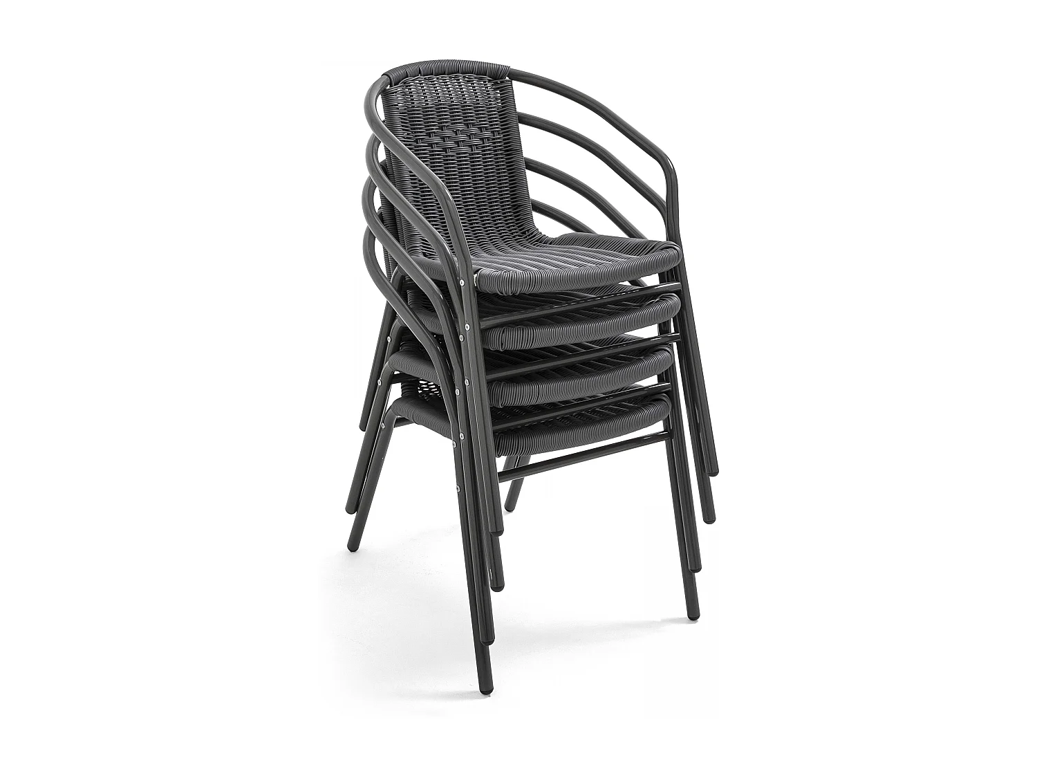 Lot 4 fauteuils de jardin aluminium et résine noir