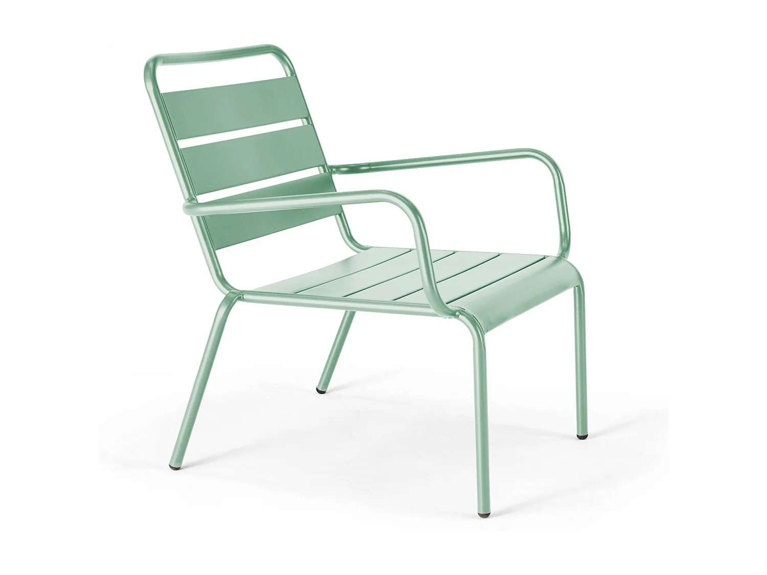 Fauteuil relax et repose pied en métal vert sauge - Palavas