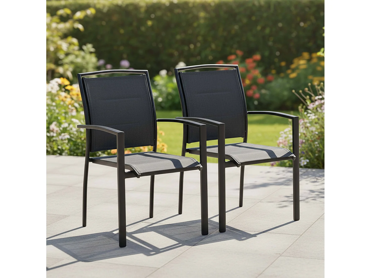 Lot de 2 fauteuils en aluminium noirs