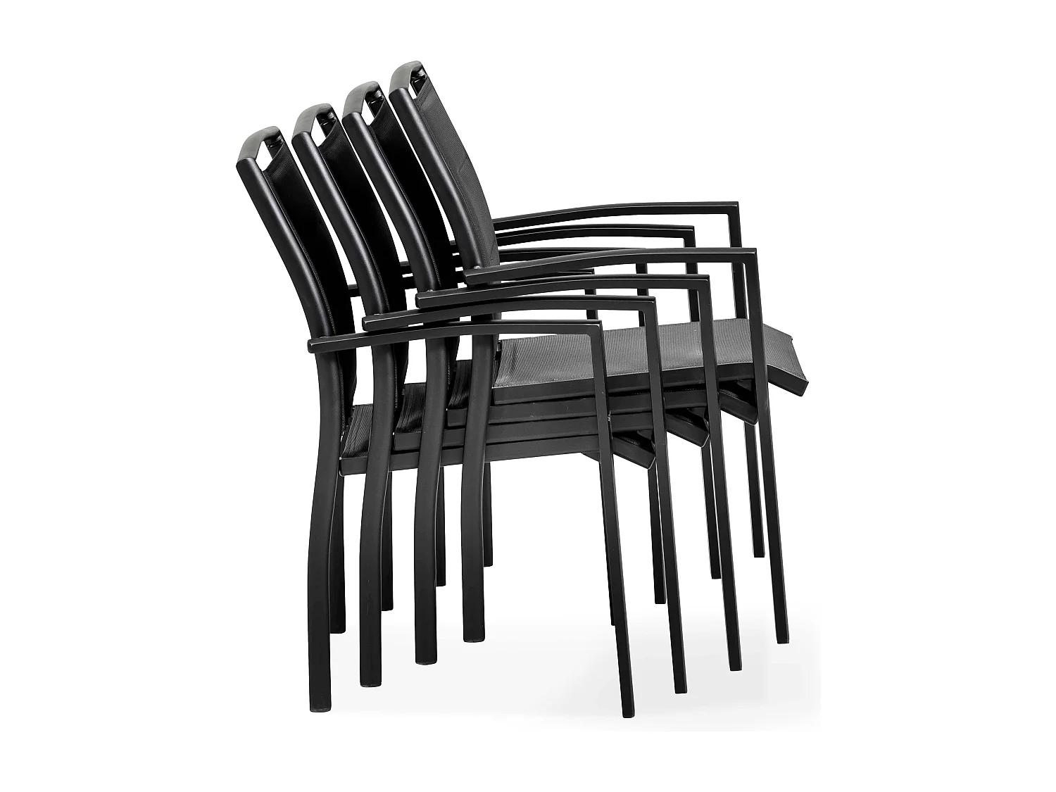 Lot de 2 fauteuils en aluminium noirs