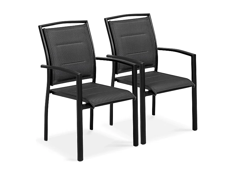 Lot de 2 fauteuils en aluminium noirs