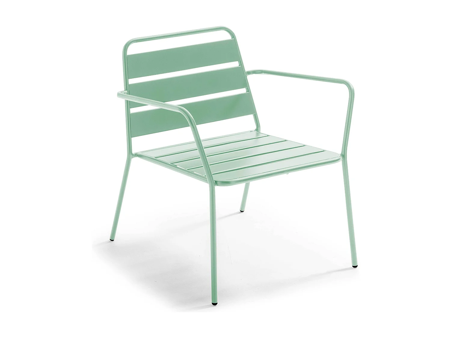 Fauteuil bas de jardin en métal vert sauge - Palavas