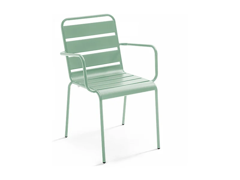 Fauteuil de jardin en métal vert sauge  - Palavas