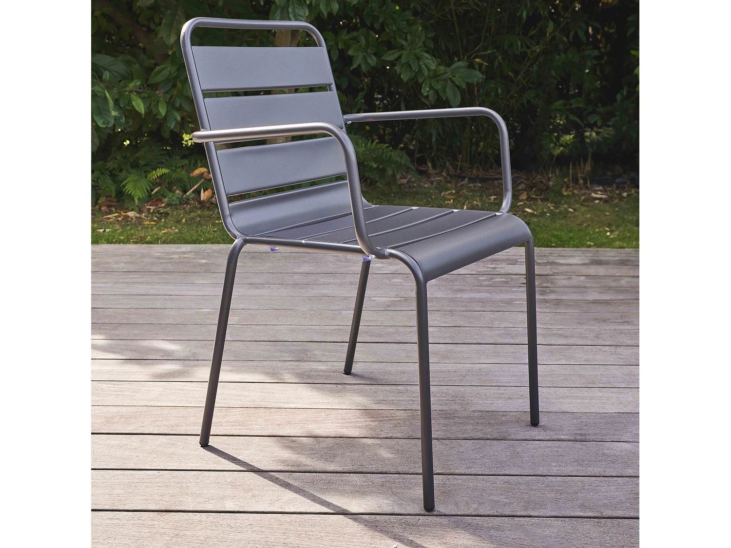 Fauteuil de jardin en métal gris anthracite - Palavas