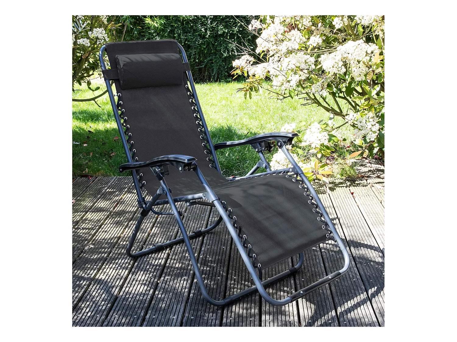 Fauteuil de jardin pliant relax gris
