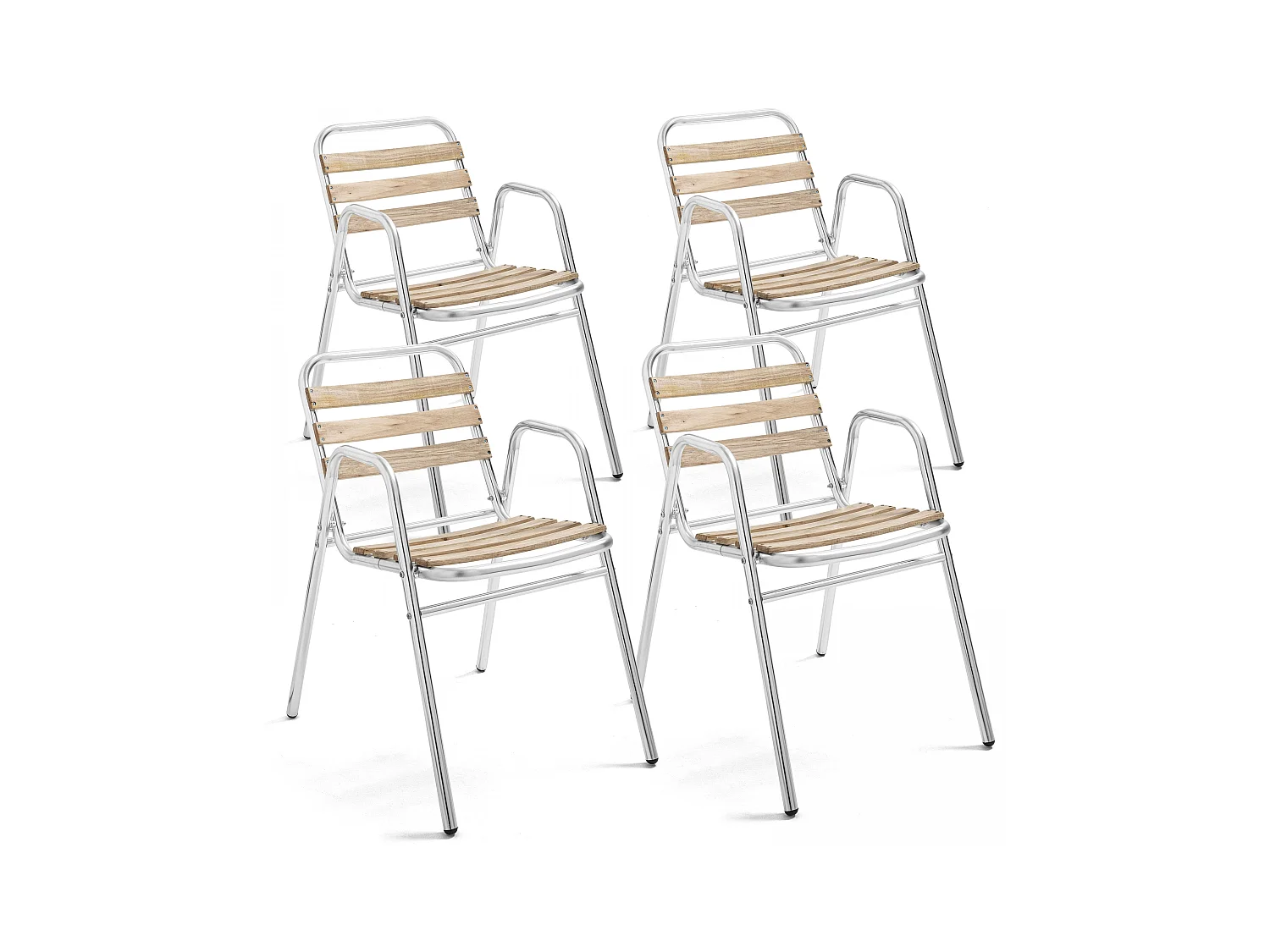 Lot de 4 fauteuils de jardin aluminium gris