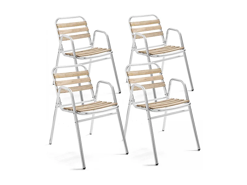 Lot de 4 fauteuils de jardin aluminium gris