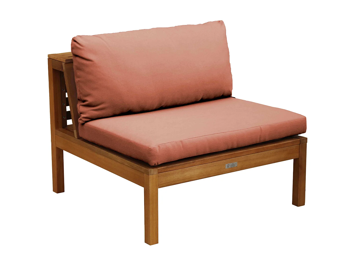 Fauteuil de jardin bas en bois d'eucalyptus terracotta