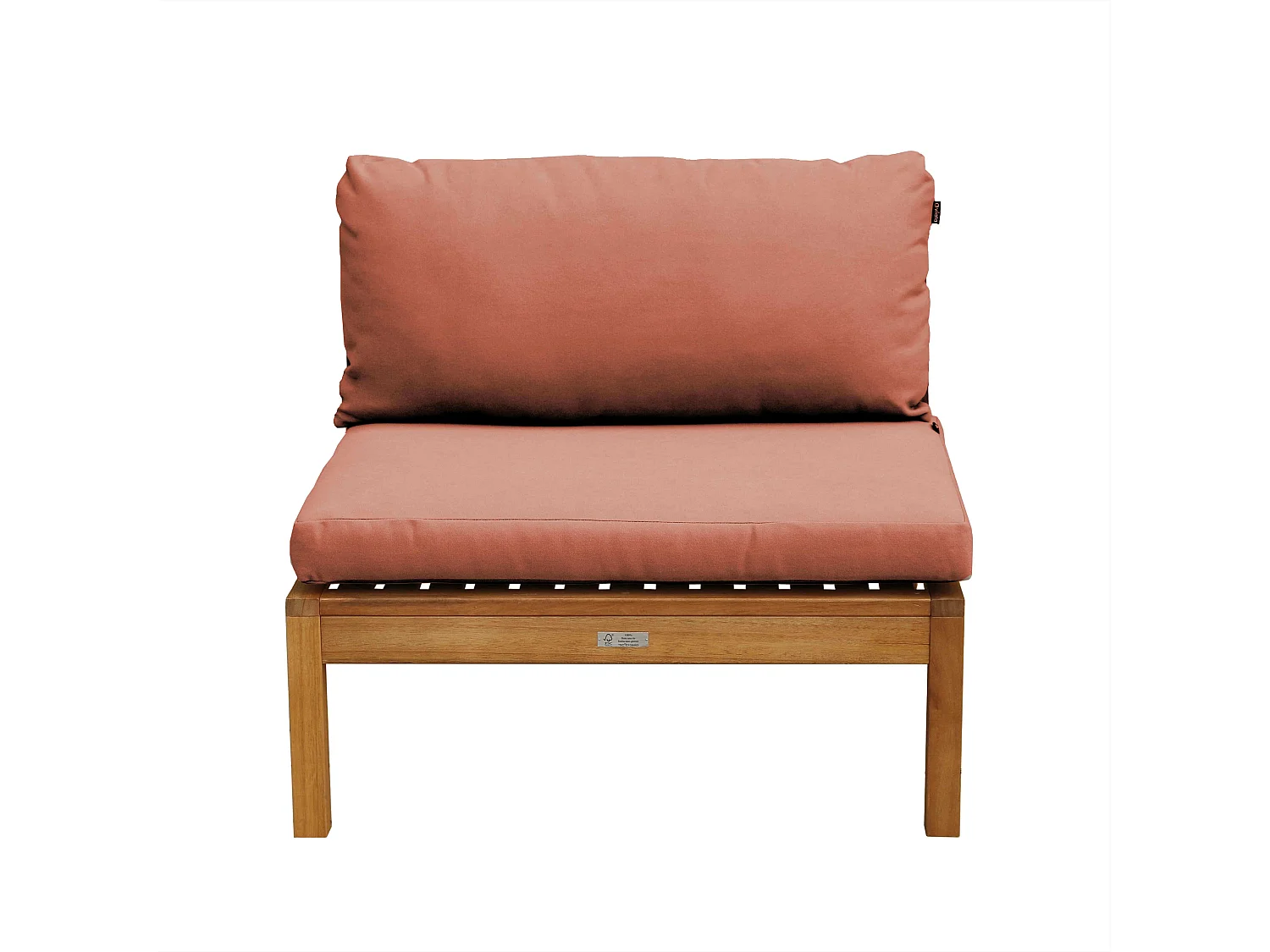 Fauteuil de jardin bas en bois d'eucalyptus terracotta