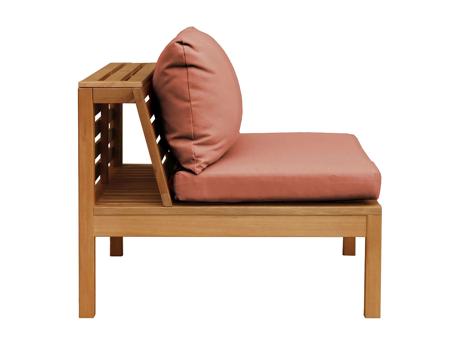 Fauteuil de jardin bas en bois d'eucalyptus terracotta
