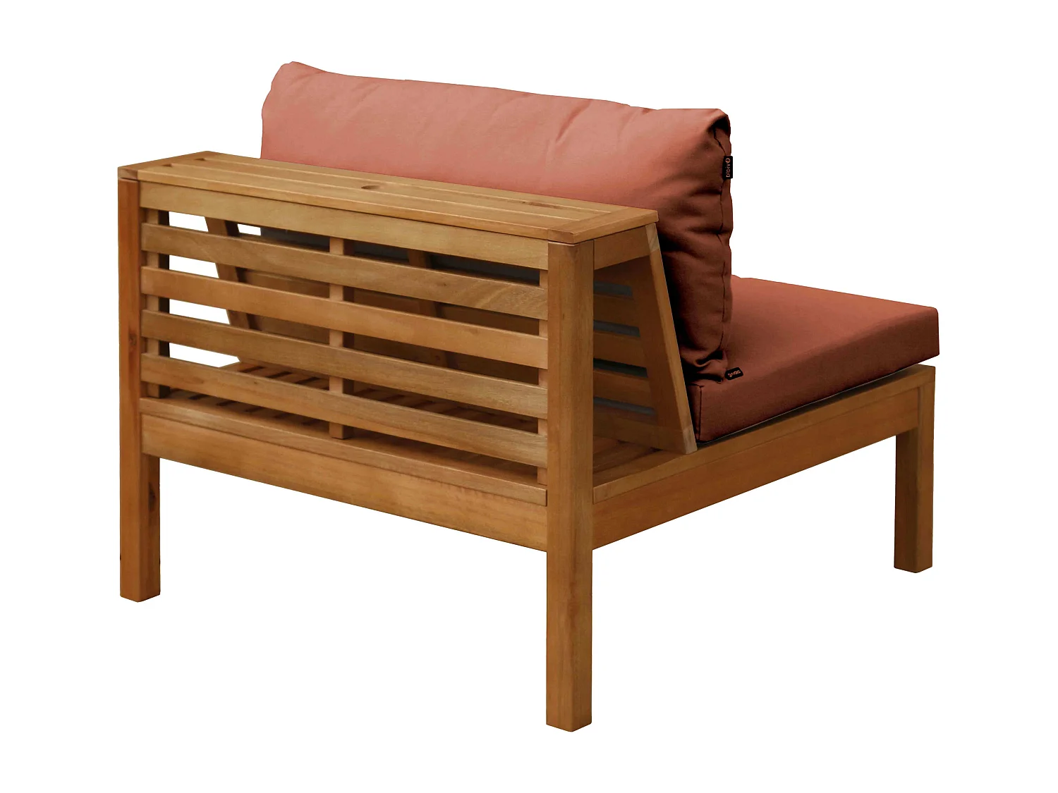 Fauteuil de jardin bas en bois d'eucalyptus terracotta