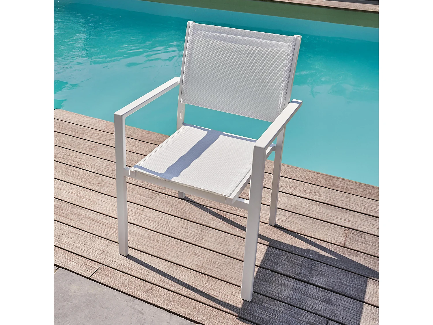 Fauteuil de jardin aluminium et textilène blanc