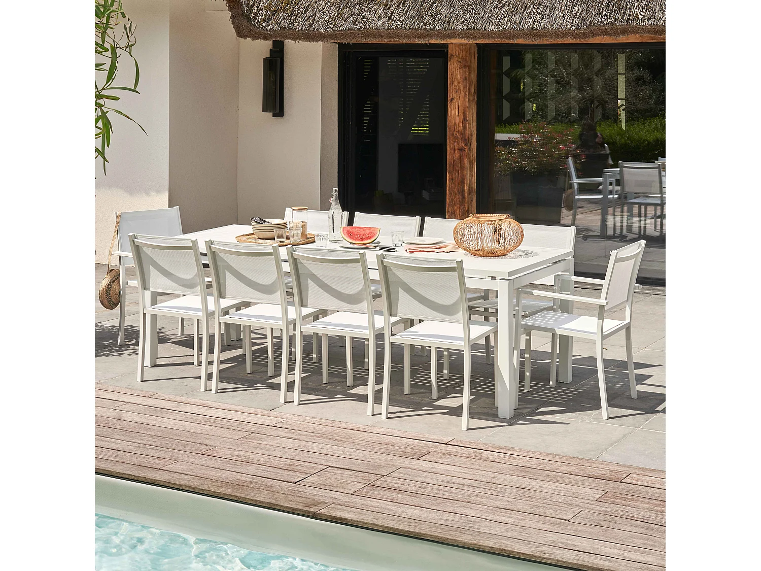 Fauteuil de jardin aluminium et textilène blanc