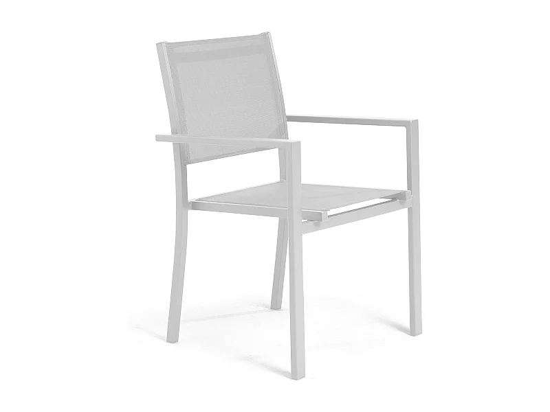 Fauteuil de jardin aluminium et textilène blanc