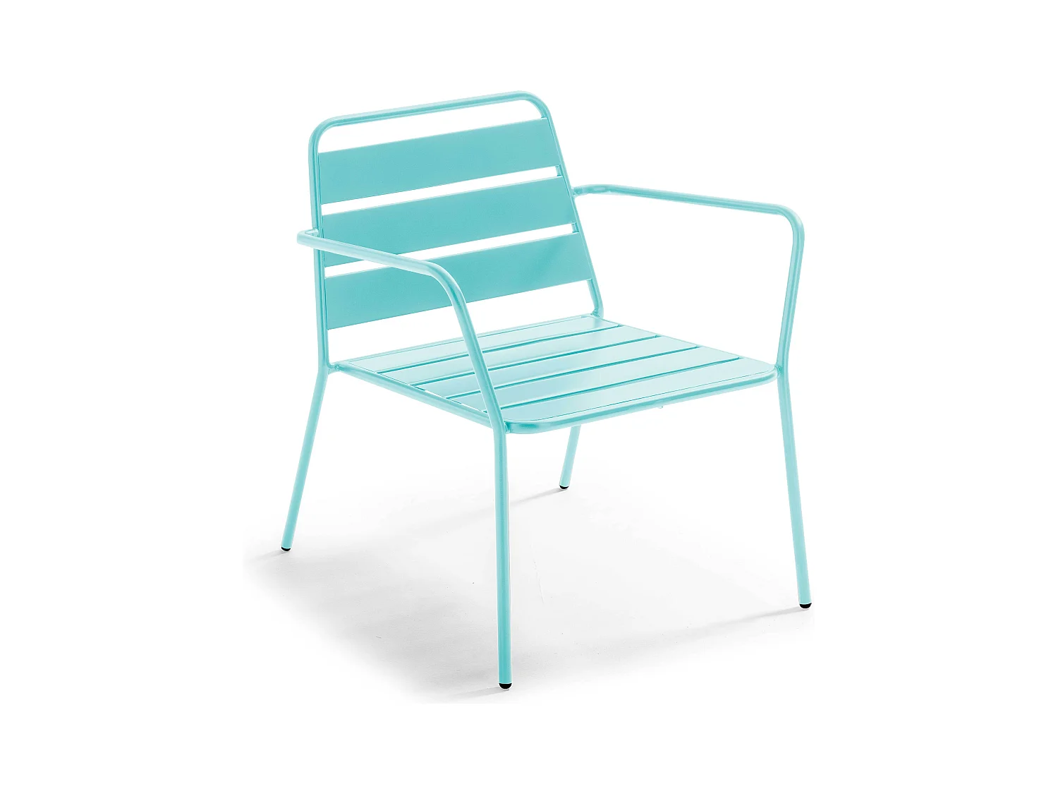 Fauteuil bas de jardin en métal bleu turquoise - Palavas