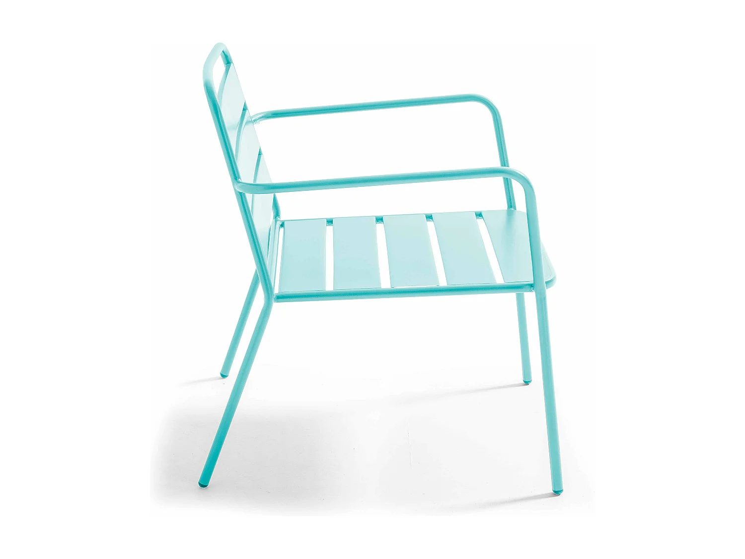 Fauteuil bas de jardin en métal bleu turquoise - Palavas