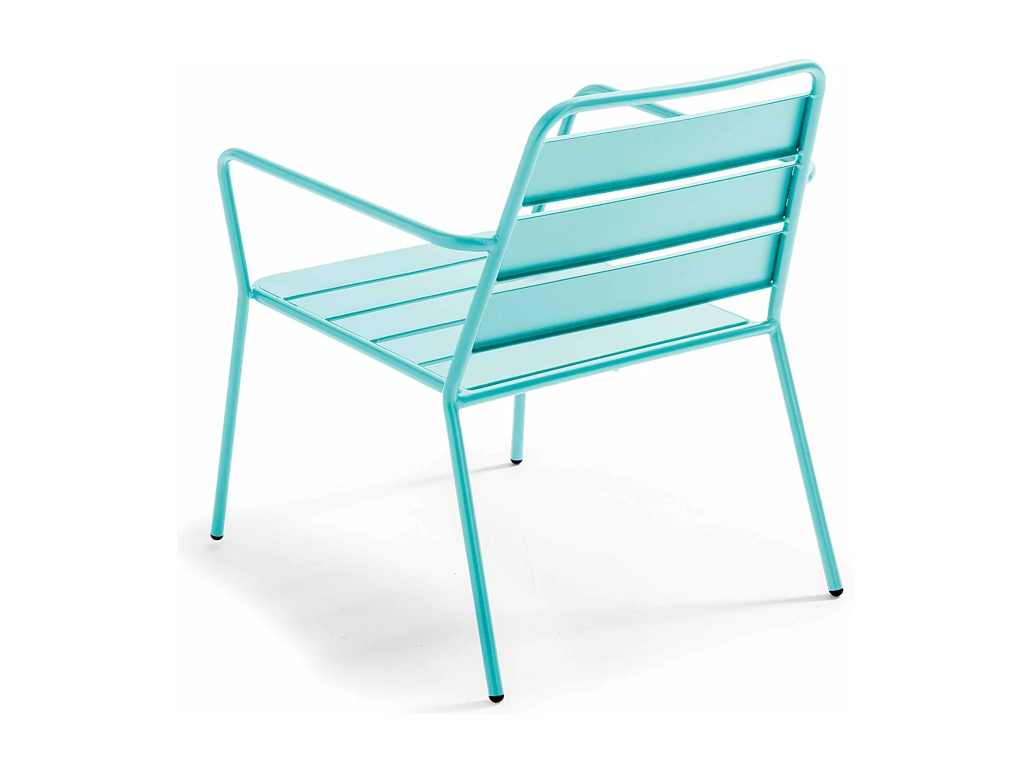 Fauteuil bas de jardin en métal bleu turquoise - Palavas