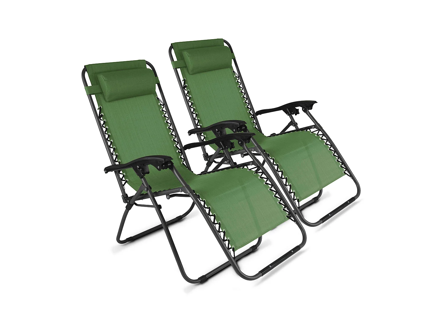 Lot de 2 fauteuils lounge en acier vert