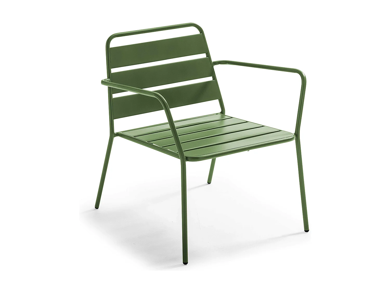 Fauteuil bas de jardin en métal vert cactus - Palavas