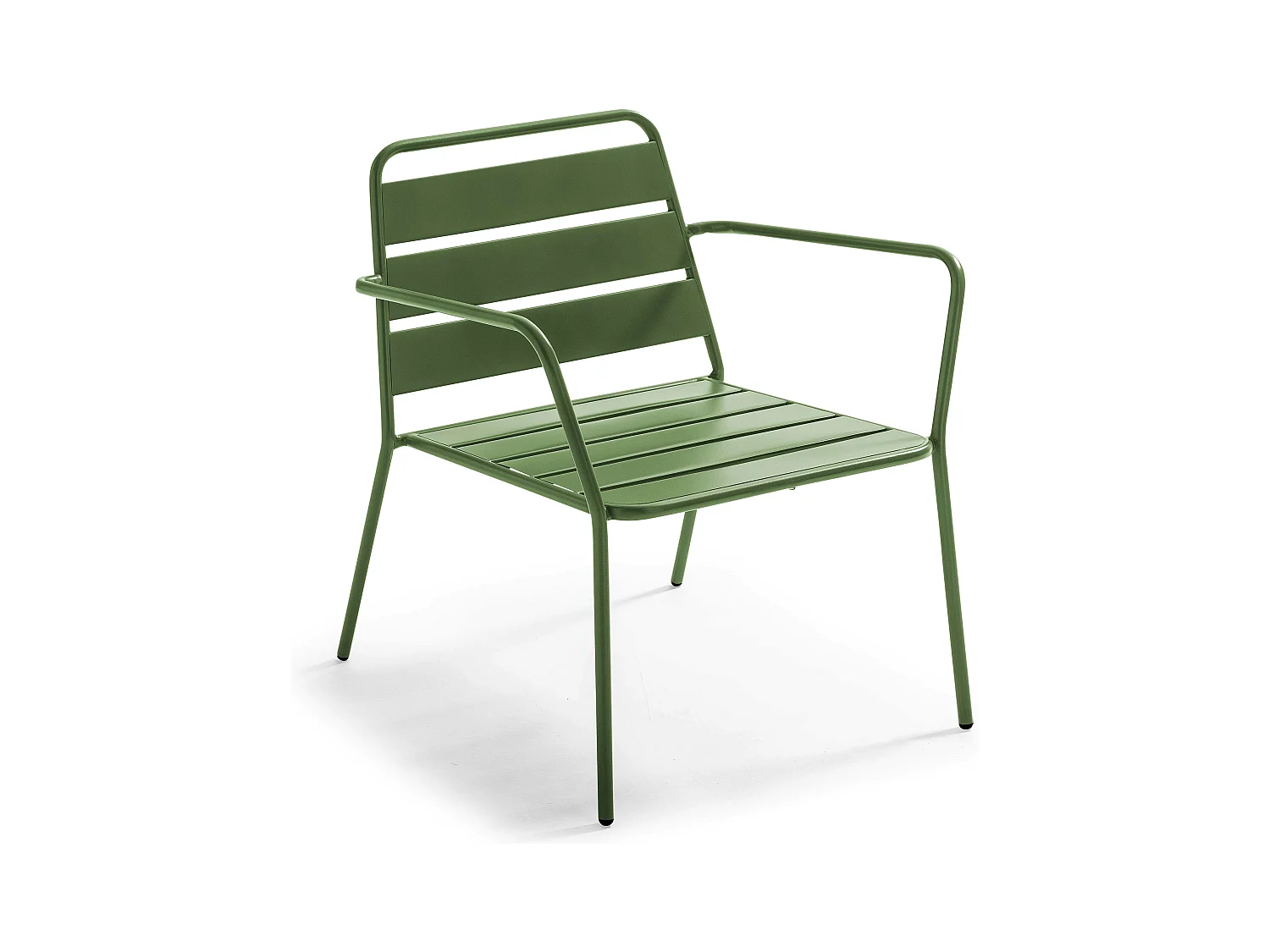 Fauteuil bas de jardin en métal vert cactus - Palavas