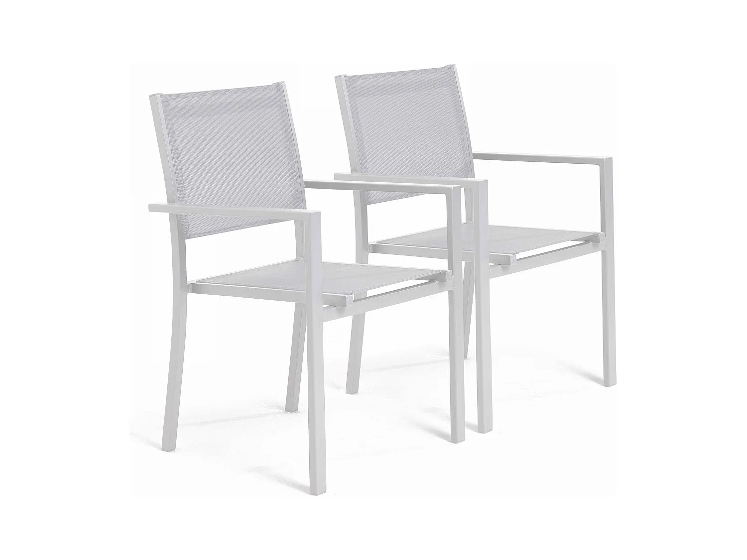 Lot de 2 fauteuils de jardin aluminium et textilène blanc
