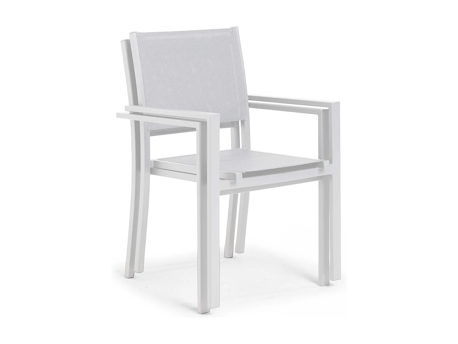 Lot de 2 fauteuils de jardin aluminium et textilène blanc
