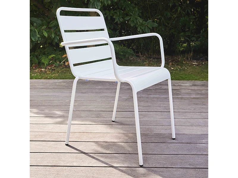 Fauteuil de jardin en métal blanc - Palavas