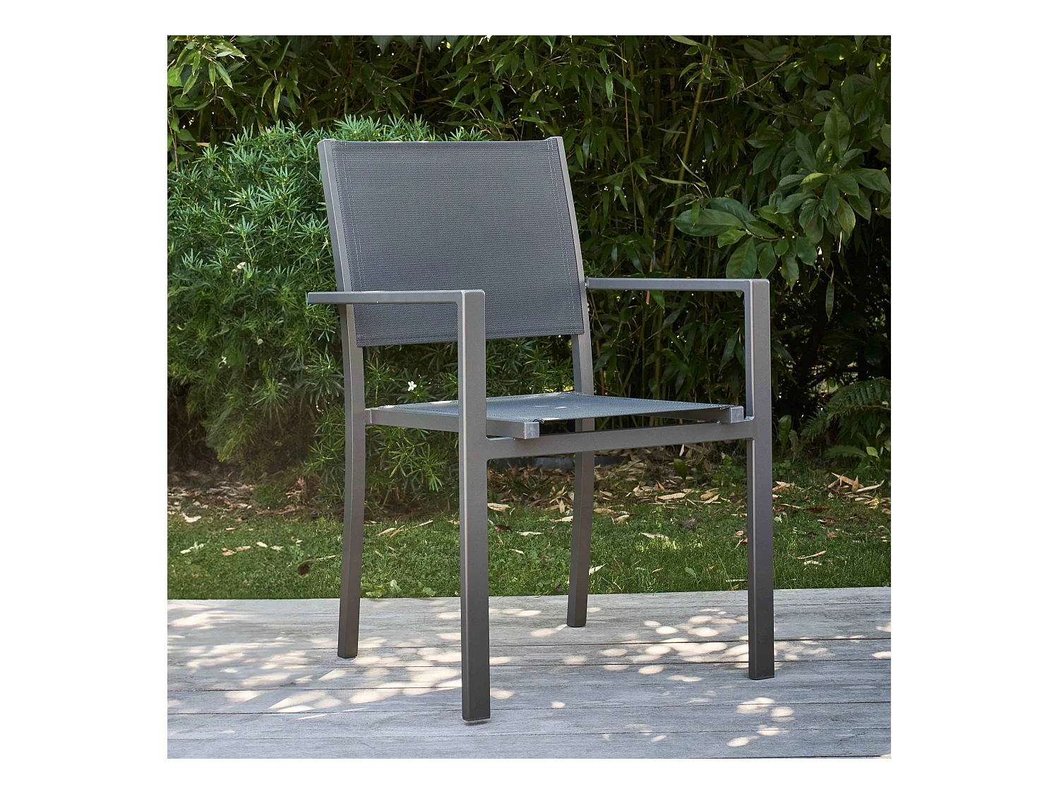 Fauteuil de jardin aluminium et textilène gris