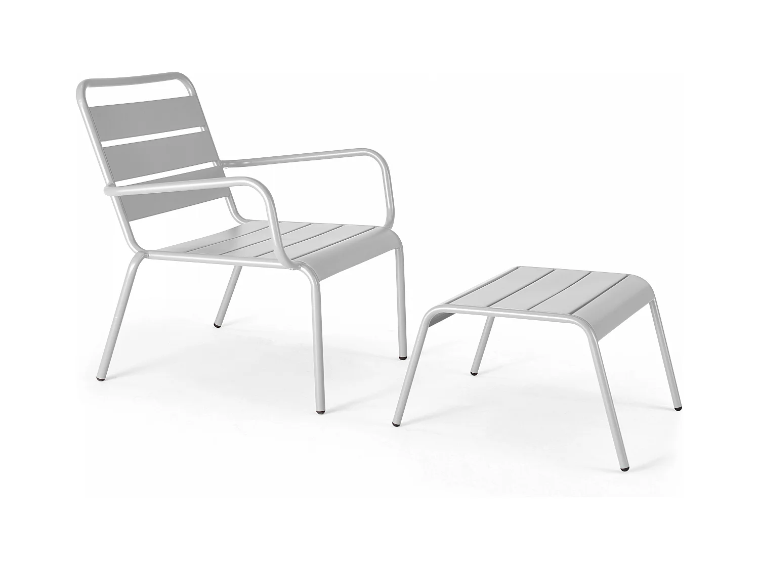 Fauteuil relax et repose pied en métal blanc - Palavas