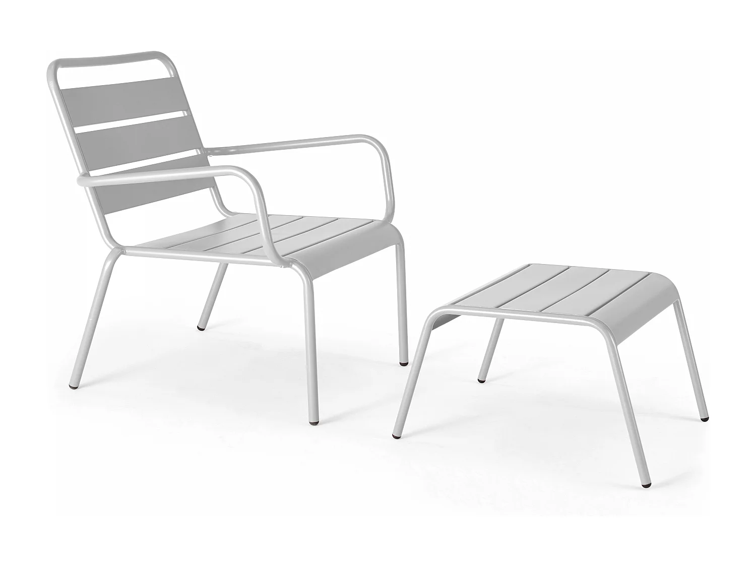 Fauteuil relax et repose pied en métal blanc - Palavas