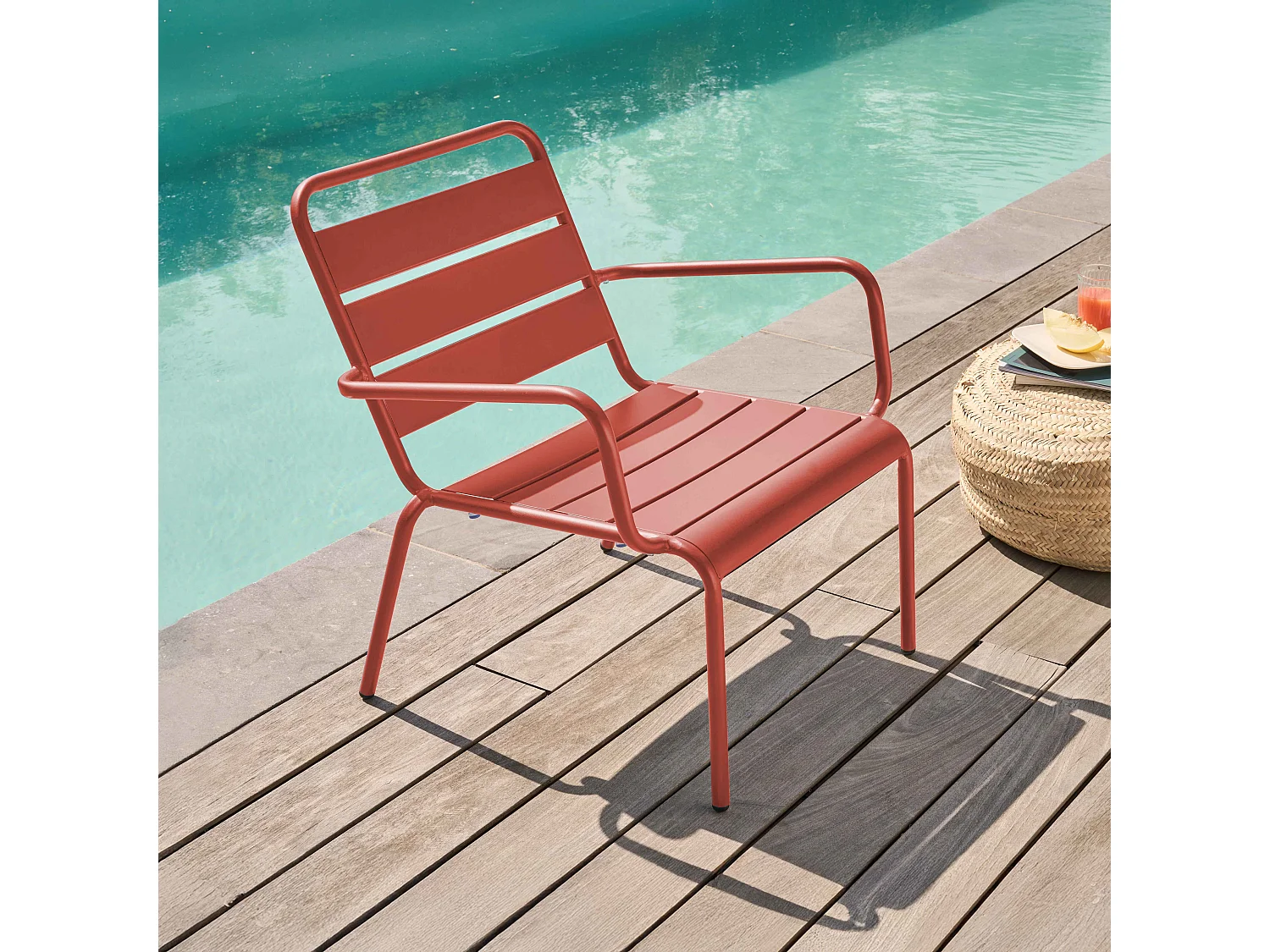Fauteuil de jardin bas relax acier argile - Palavas