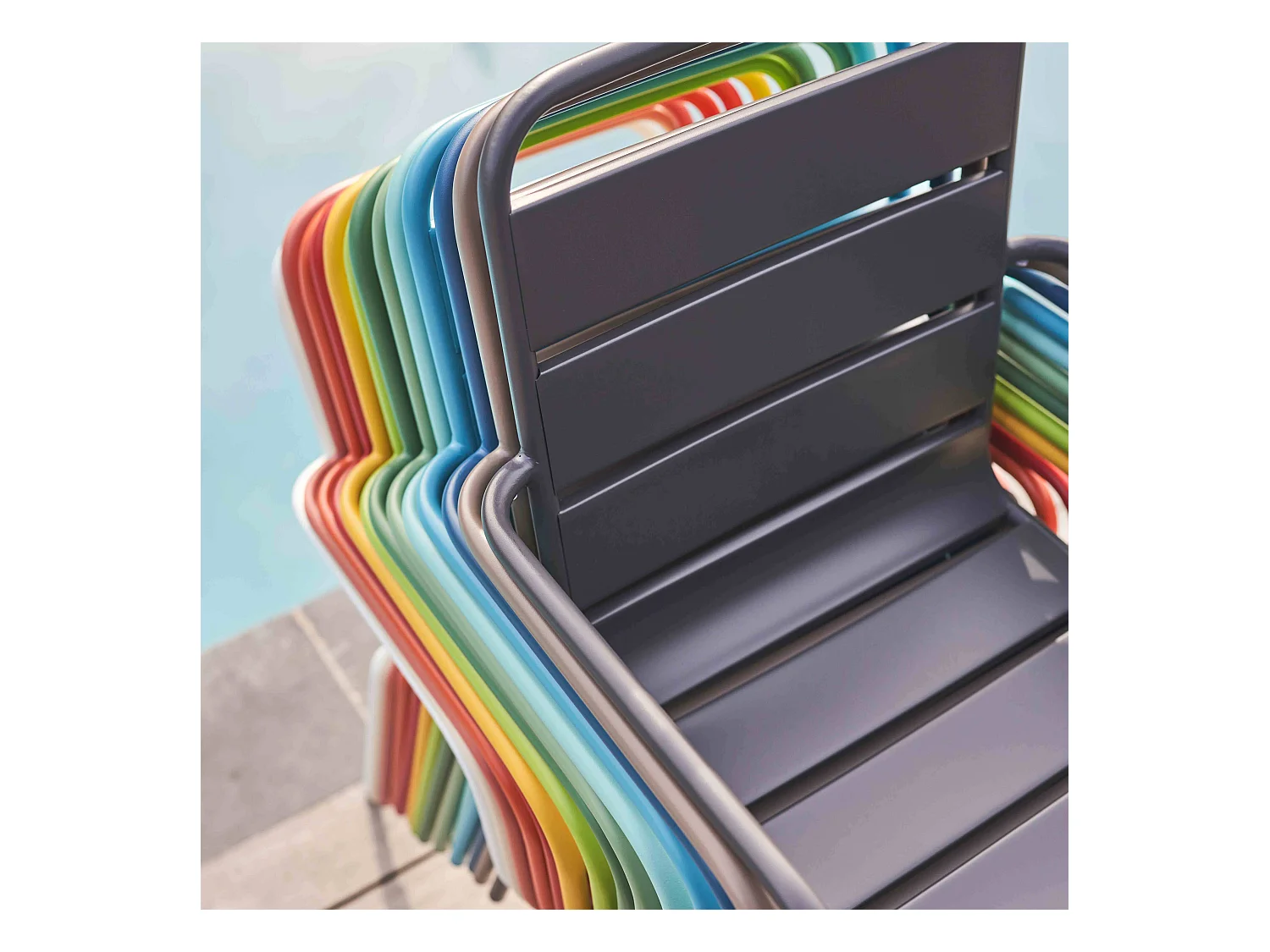 Fauteuil de jardin en métal bleu pacific  - Palavas