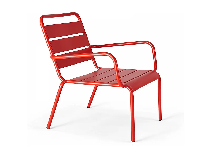 Fauteuil de jardin bas relax acier rouge - Palavas
