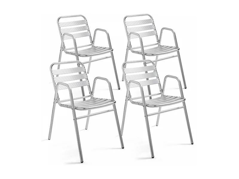 4 tuinstoelen van grijs aluminium