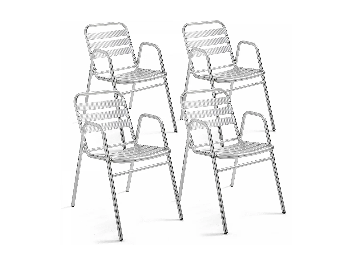 4 tuinstoelen van grijs aluminium